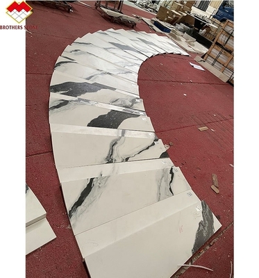 Customized Grade Lavabo Interior Stair Design Panda White Marble Look Porcelain Tiles