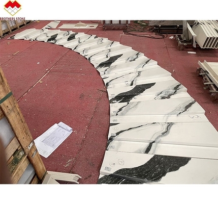 Customized Grade Lavabo Interior Stair Design Panda White Marble Look Porcelain Tiles