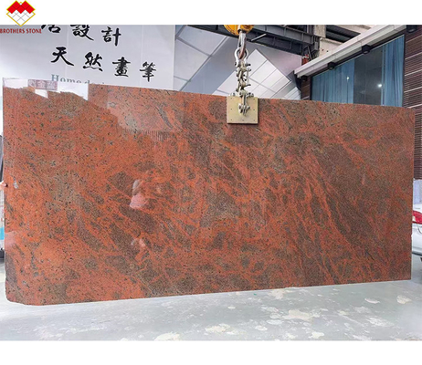 Modern Iron Baltic Red Granite Kitchen Countertop and Staircase Design in Multi Color Red
