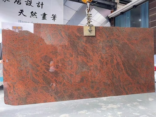 Modern Iron Baltic Red Granite Kitchen Countertop and Staircase Design in Multi Color Red