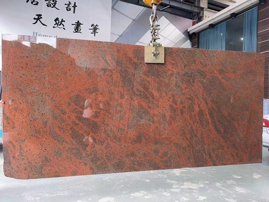 Modern Iron Baltic Red Granite Kitchen Countertop and Staircase Design in Multi Color Red