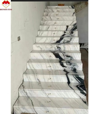 Villa Staircase Design Dolomite Marble Stair Tiles in Panda White with Polished Surface