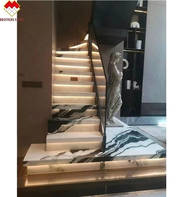 Villa Staircase Design Dolomite Marble Stair Tiles in Panda White with Polished Surface