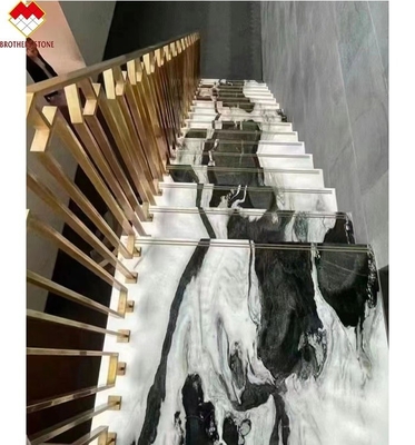Villa Staircase Design Dolomite Marble Stair Tiles in Panda White with Polished Surface