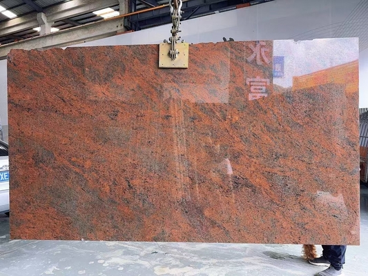 Modern Iron Baltic Red Granite Kitchen Countertop and Staircase Design in Multi Color Red