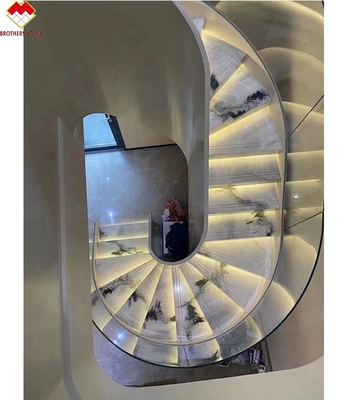 Villa Staircase Design Dolomite Marble Stair Tiles in Panda White with Polished Surface