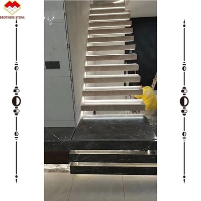 15 18mm Grey Marble Spiral Staircase Treads for Modern Homes and Easy Installation