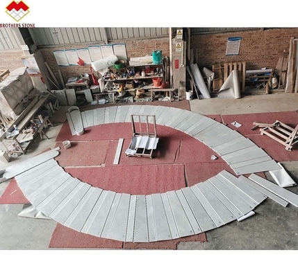 Apartment Indoor White Crystal Marble Arc Staircase with Customized Tread and Riser