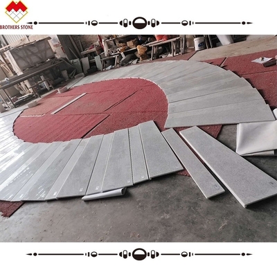 Apartment Indoor White Crystal Marble Arc Staircase with Customized Tread and Riser