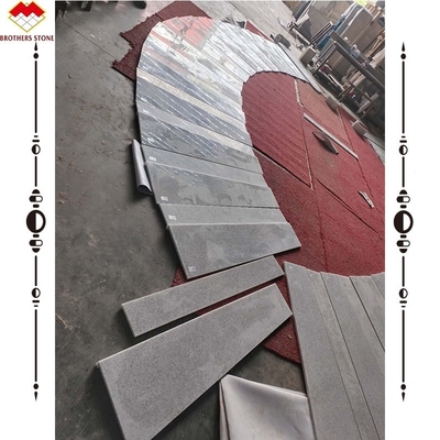 Apartment Indoor White Crystal Marble Arc Staircase with Customized Tread and Riser