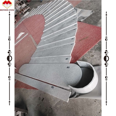 Apartment Indoor White Crystal Marble Arc Staircase with Customized Tread and Riser