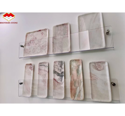 Rose Rainbow Luxury Stone Tray in Soft Pink for Modern Villa and Hotel Decoration
