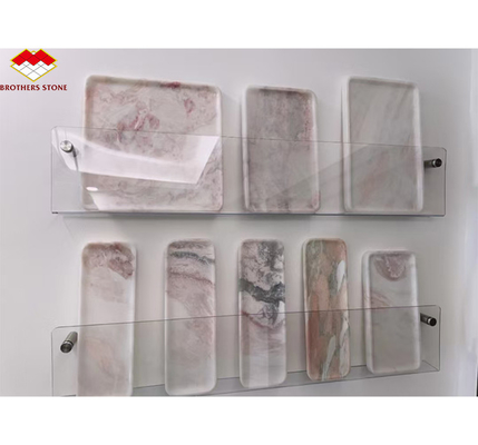 Rose Rainbow Luxury Stone Tray in Soft Pink for Modern Villa and Hotel Decoration