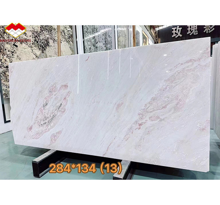 Polished Natural Rosa Rainbow Marble Stone for Modern Dining Table in Hotels Villas