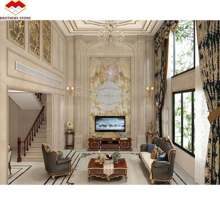 Modern White Onyx Marble Wall Bookmatched Slabs for Custom Natural Stone Decoration
