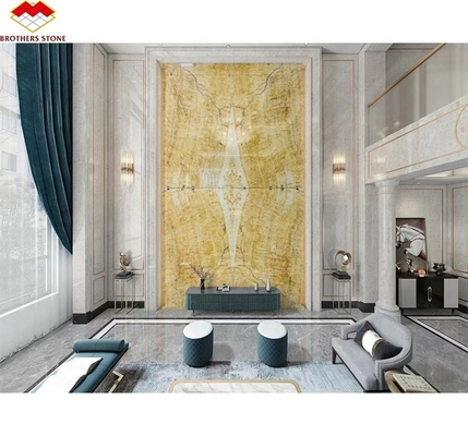 Modern White Onyx Marble Wall Bookmatched Slabs for Custom Natural Stone Decoration