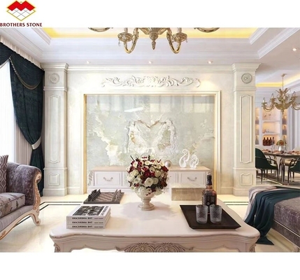 Modern White Onyx Marble Wall Bookmatched Slabs for Custom Natural Stone Decoration