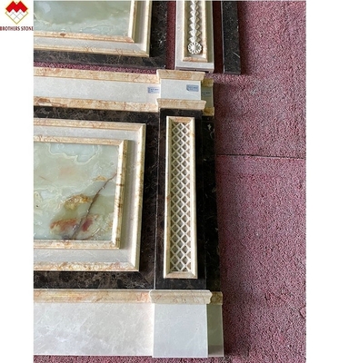 Big Slab Emperador Marble Wall Panel Design Carved Column for Cream Beige Marble Slab