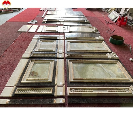 Big Slab Emperador Marble Wall Panel Design Carved Column for Cream Beige Marble Slab