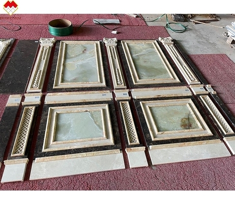 Big Slab Emperador Marble Wall Panel Design Carved Column for Cream Beige Marble Slab