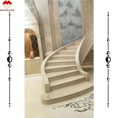 Modern Indoor Customized Marble Waterjet Design Arc Staircase for House Interior