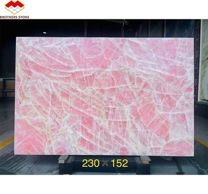 Modern Translucent Crystal Pink Onyx Slab Stone Lamps for Backlit Wall Background Panel