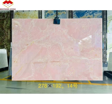 Modern Translucent Crystal Pink Onyx Slab Stone Lamps for Backlit Wall Background Panel