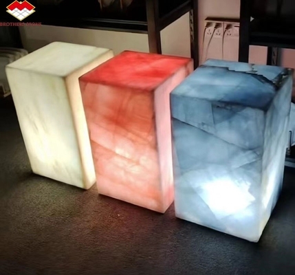 Modern Translucent Crystal Pink Onyx Slab Stone Lamps for Backlit Wall Background Panel