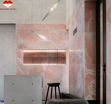Modern Translucent Crystal Pink Onyx Slab Stone Lamps for Backlit Wall Background Panel