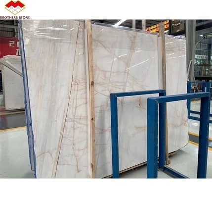 Custom White Onyx Marble Matt Finish Modern Luxury Round Dining Table with Red Veins