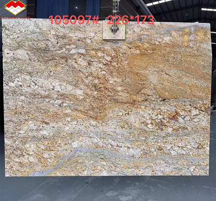 Modern Design Hotel Ornamental White Granite with Gold Veins 20mm Polished Big Slabs