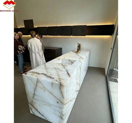 Translucent Cristallo Countertop Onyx Marble Table in Modern Design for Luxury Dining