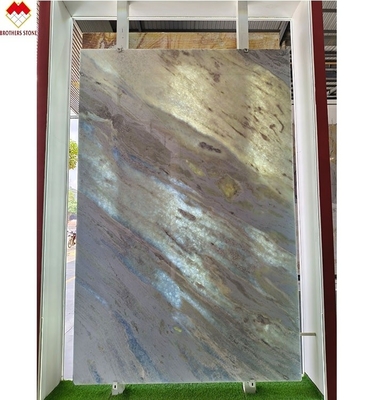 Modern Onyx Marble Type Translucent Blue Shadow Quartzite Slab for Living Room