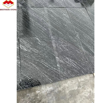 Modern Hotel Matt Surface Finishing Natural Stone Dark Grey Granite with White Veins Stair