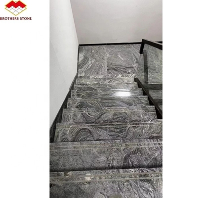 Modern Hotel Matt Surface Finishing Natural Stone Dark Grey Granite with White Veins Stair