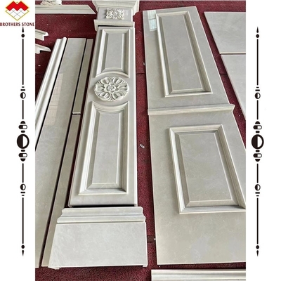 Light Beige Marble Wall Panel and Marble Carving Column for Modern Background Display