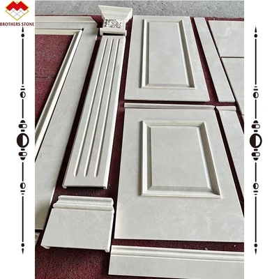 Light Beige Marble Wall Panel and Marble Carving Column for Modern Background Display