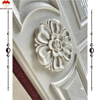 Light Beige Marble Wall Panel and Marble Carving Column for Modern Background Display