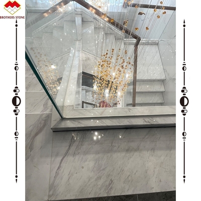 Countertop Wall Panel Flooring Tiles Luxury Drama White Stone Volakas Marble Staircase