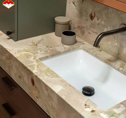 Modern Hotel Design Polished Monet Garden Marble Big Slab for Bathroom Vanity Wash Basin