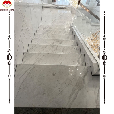 Easy Installation Luxury White Stone Volakas Marble Staircase for Hotel Decoration