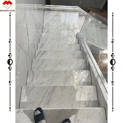 Easy Installation Luxury White Stone Volakas Marble Staircase for Hotel Decoration