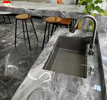 Modern Polished Pradas Grey Marble Kitchen Countertops for Villa Hotel Graphic Design