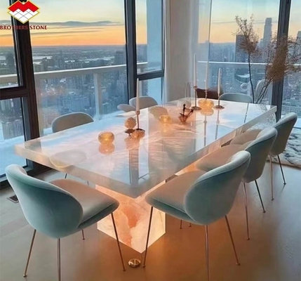 Natural Stone Backlit Pink Onyx Translucent Stone Slab for Modern Table and Batutub