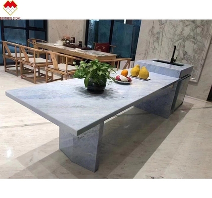 Customized Size Blue Quartz Countertops Backlit Brazil Blue Crystal Marble Stone at Good