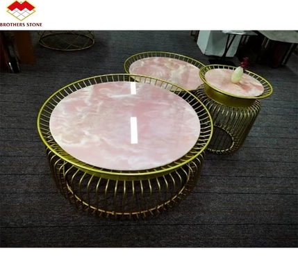 Natural Stone Backlit Pink Onyx Translucent Stone Slab for Modern Table and Batutub