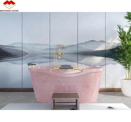 Natural Stone Backlit Pink Onyx Translucent Stone Slab for Modern Table and Batutub