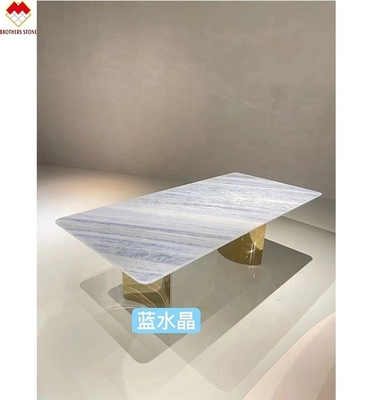 Customized Size Blue Quartz Countertops Backlit Brazil Blue Crystal Marble Stone at Good