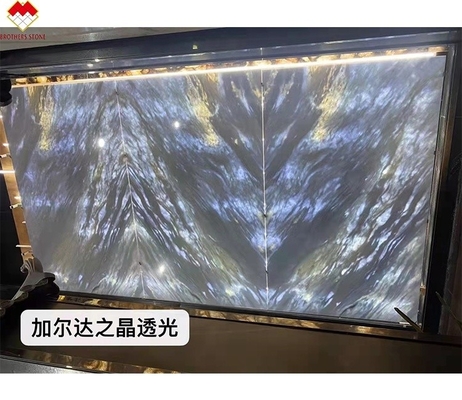 Big Slab Backlit Calcite Azulata Brazil Diamond Blue Crystal Marble Sheet Wall Slabs