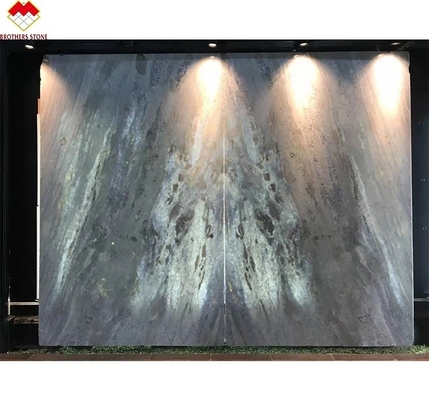 Big Slab Backlit Calcite Azulata Brazil Diamond Blue Crystal Marble Sheet Wall Slabs